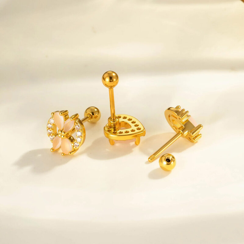Boucle d'oreille piercing en forme de cœur et de papillon, couleur cuivre et or, 1 pièce h5 Image3