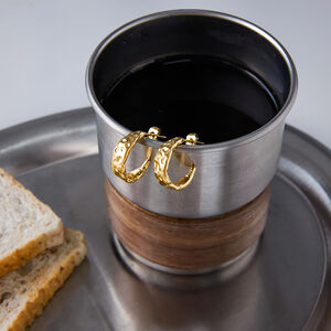 1 Pair Shinning Circle Stainless Steel Waterproof Gold Color Women's Hoop Earrings h5 Picture4
