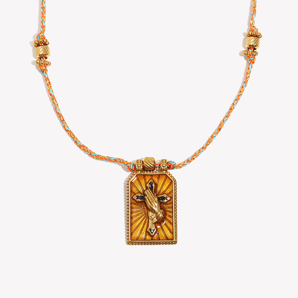 Handgewebte farbige Seil tropfendes Öl Kreuz Tarotkarte - golden Bild2