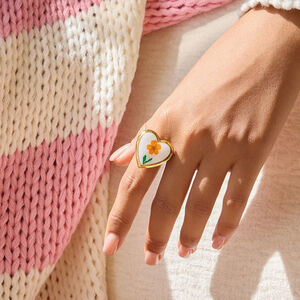 1 Piece Romantic Flower Album Stainless Steel Waterproof Gold Color Statement Rings h5 Picture3