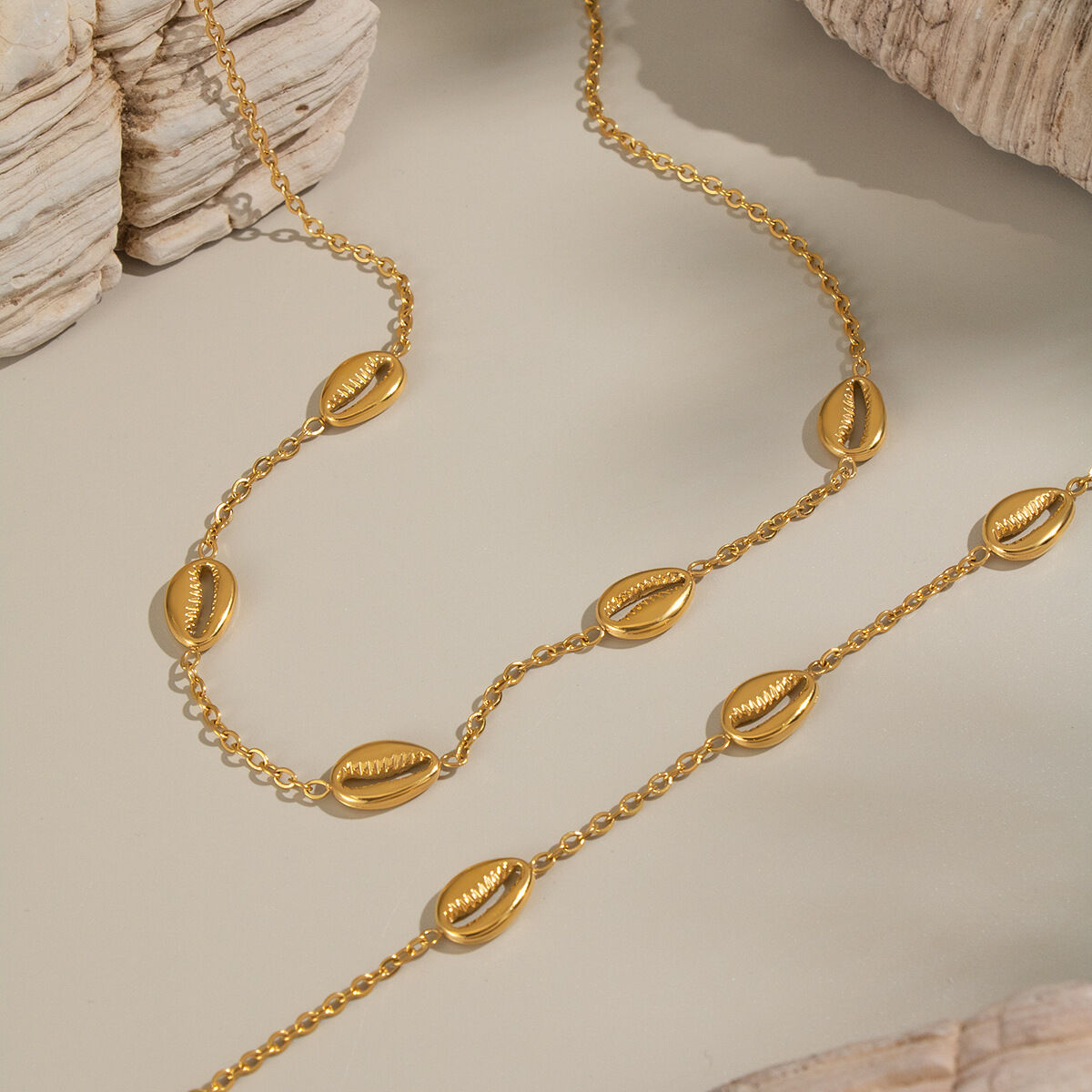 Casual Conch Stainless Steel Waterproof Gold Color Women's Jewelry Sets Picture2