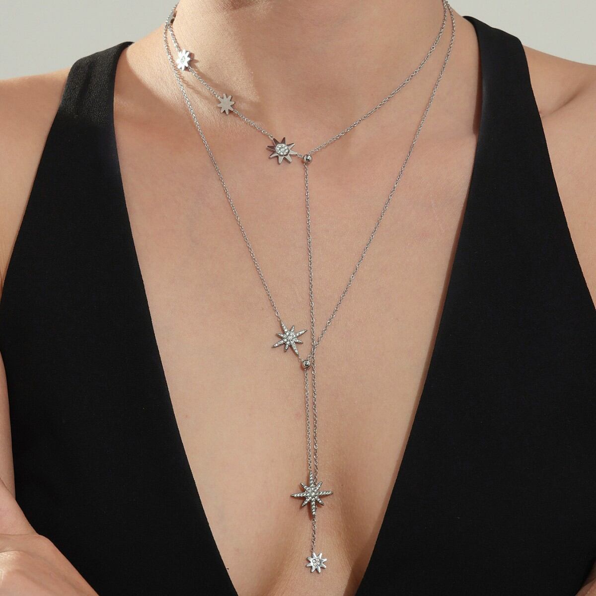 1 Piece Luxurious Star Stainless Steel Waterproof Gold Color Women's Pendant Necklaces 2
