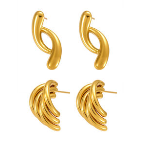 1 Paar unregelmäßig geformte, wasserdichte Ohrstecker aus Edelstahl in Goldfarbe für Damen h5 Bild8