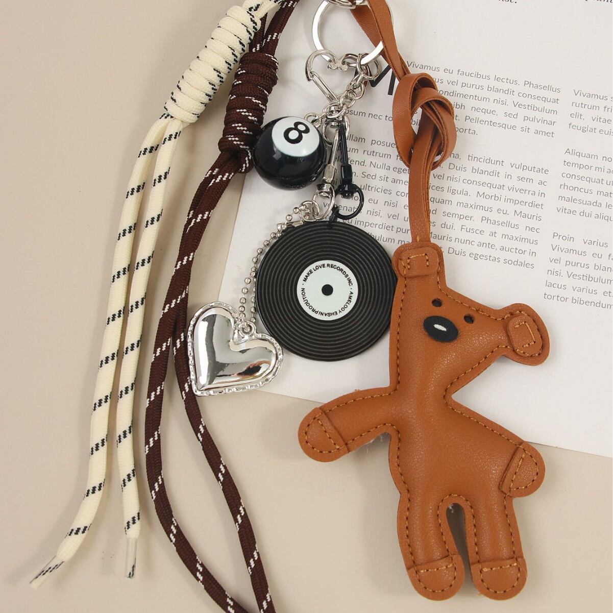 1 Stück einfache Serie niedlichen Cartoon Bär PU Damen Tasche Charms h5 Bild4