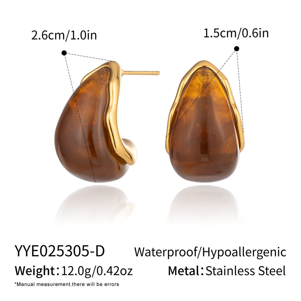 1 Pair Daily Irregular Shape Stainless Steel Waterproof Gold Color Women's Stud Earrings