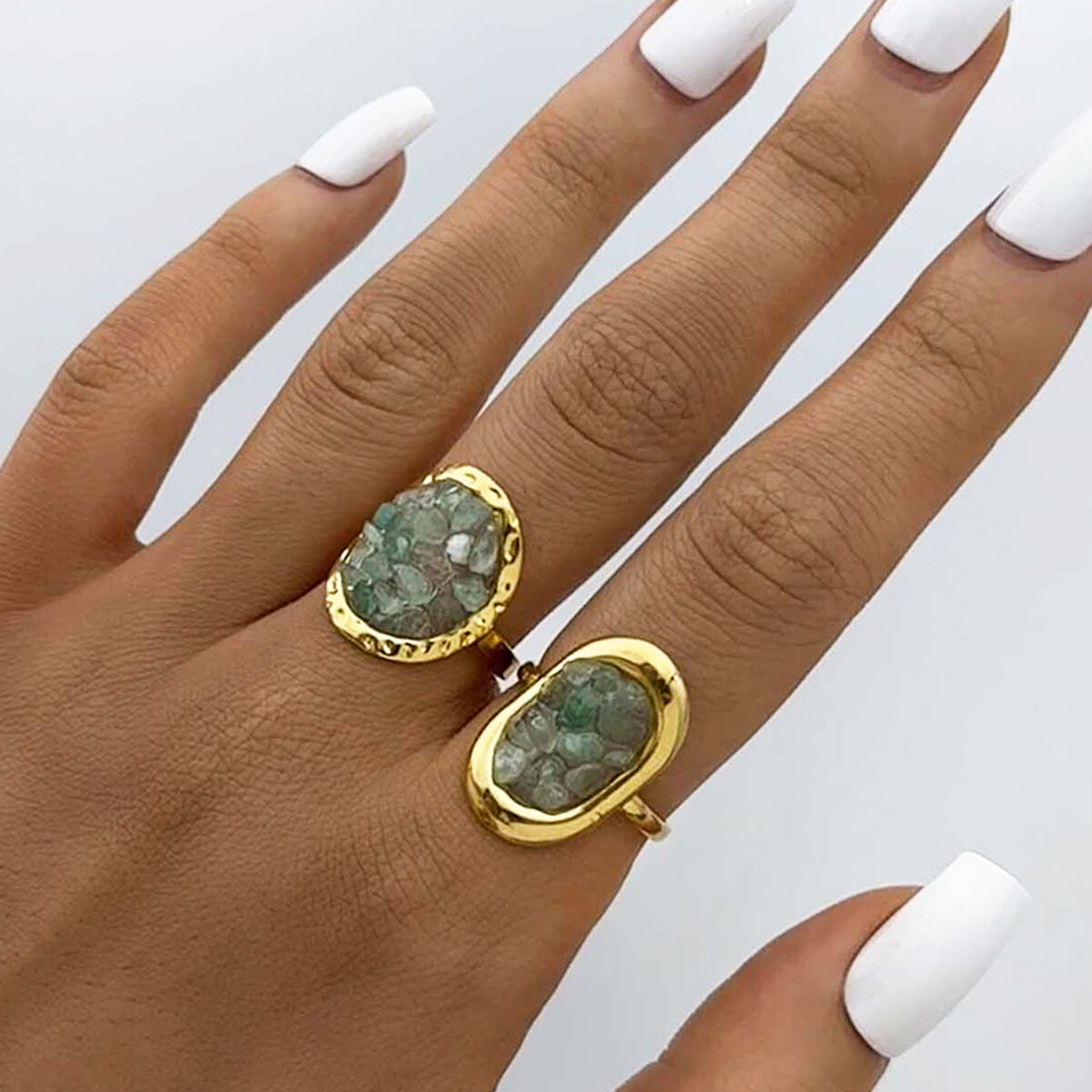 1 Piece  Retro Irregular Shape Stainless Steel Waterproof  Gold Color  Statement Rings 2