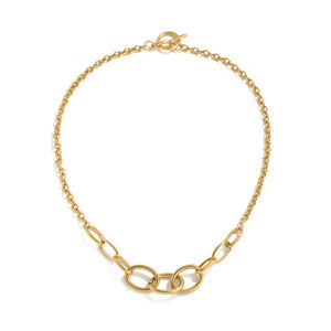 Klassische ovale, gedrehte Damenkette aus wasserdichtem Edelstahl in Goldfarbe h5