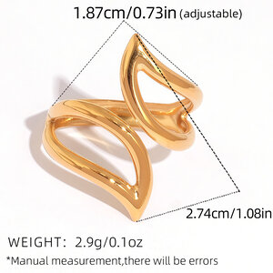 1 Piece Simple Irregular Shape Stainless Steel Waterproof Women's Statement Rings h5 Picture2