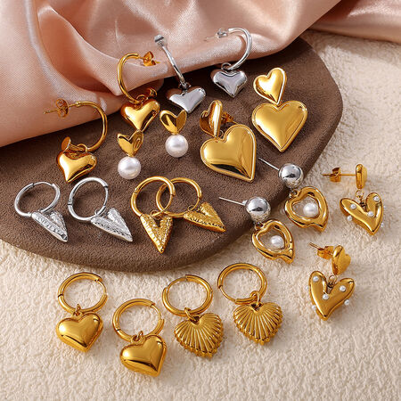 1 Pair Heart Stainless Steel Waterproof Drop Earrings 2