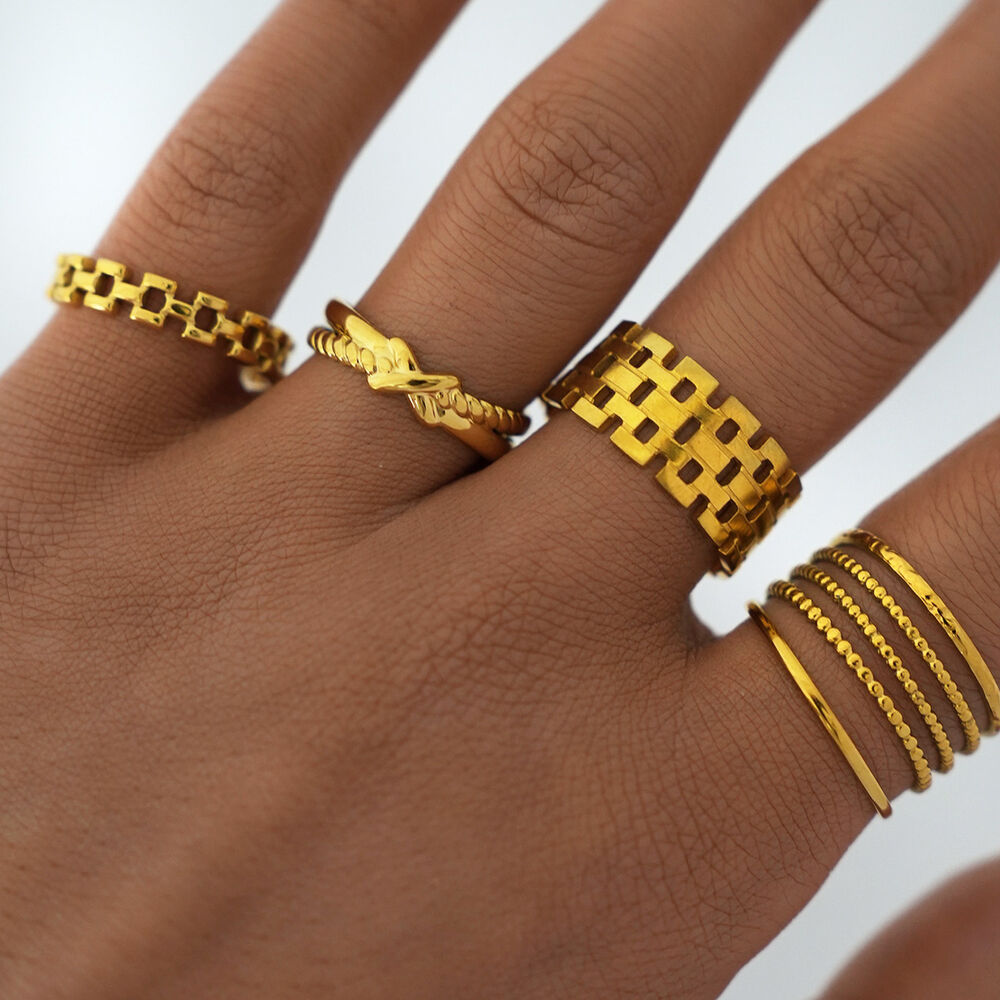 1 Piece Simple Daily Irregular Shape Stainless Steel Waterproof Women's Statement Rings Picture3