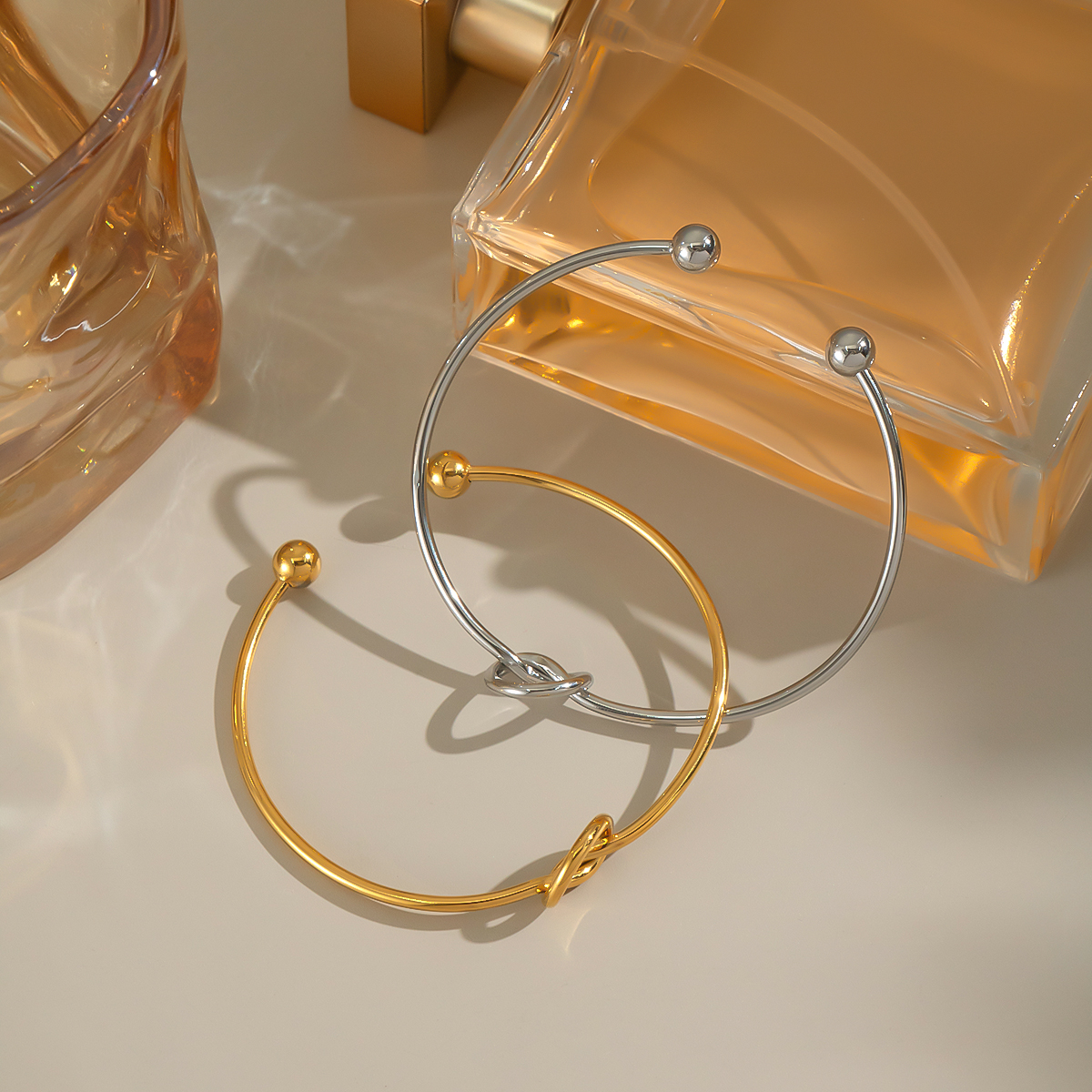 1 Piece Simple Series Twist Stainless Steel Waterproof Gold Color Cuff Bracelet h5 Picture2