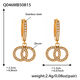 Q046-Golden Double Ring Zircon Full Diamond Earrings Picture8