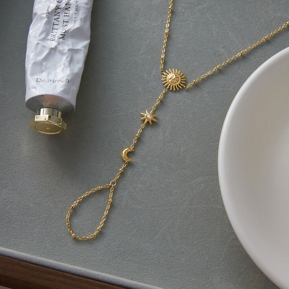 1 Stück klassisches Sonnen- und Mond-Armband aus Edelstahl, wasserdicht, goldfarben, für Damen Bild7