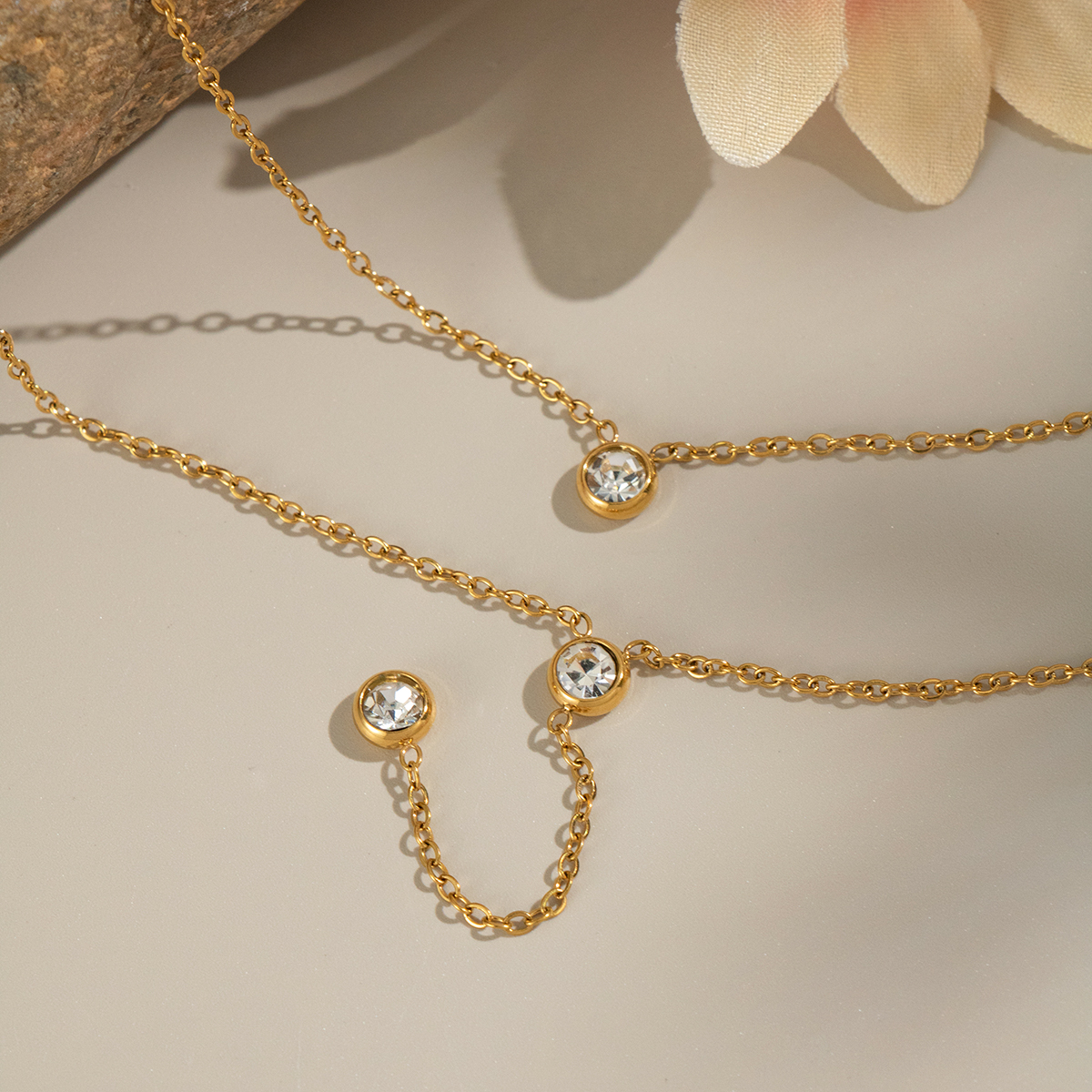 1 Piece Luxurious Tassel Circle Stainless Steel Waterproof Gold Color Zircon Women's Pendant Necklaces Picture5