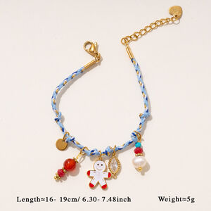 Braccialetti con ciondoli da donna color oro impermeabili in acciaio inossidabile con motivo natalizio, 1 pezzo h5 Immagine2