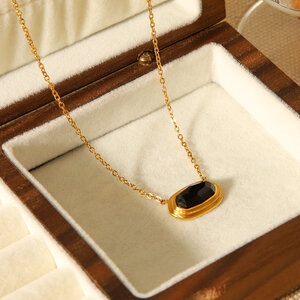 1 Piece Rectangle Stainless Steel Waterproof Gold Color Women's Pendant Necklaces h5 Picture6