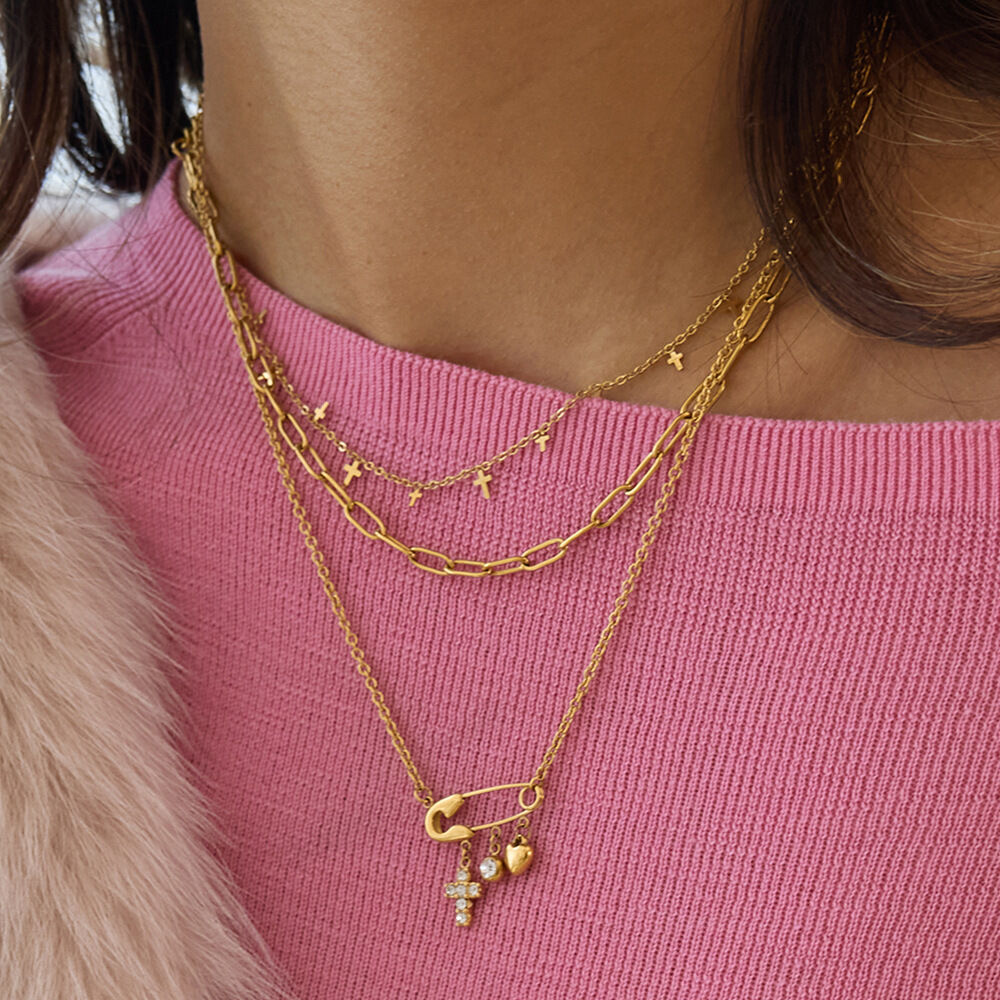 1 Piece Romantic Paper Clip Stainless Steel Waterproof Gold Color Women's Pendant Necklaces h5 Picture4