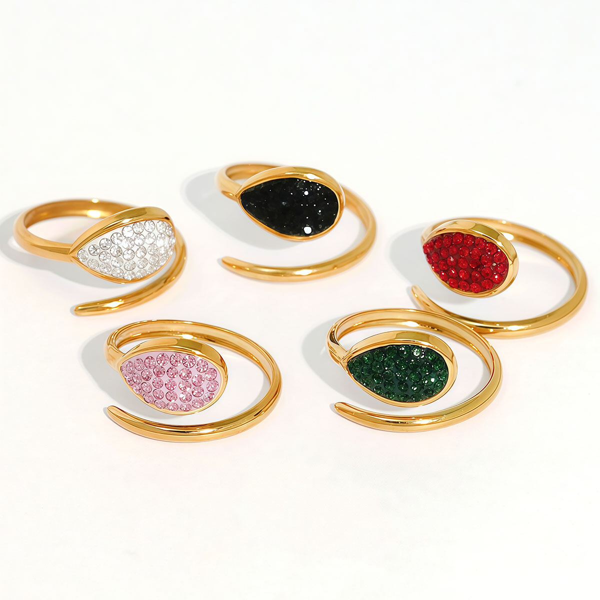 1 Piece  Casual Droplet Irregular Shape Stainless Steel Waterproof Women‘s  Statement Rings Picture6
