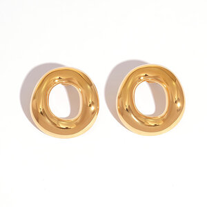 1 stuk elegante, onregelmatig gevormde, waterdichte, goudkleurige oorbellen voor dames. h5