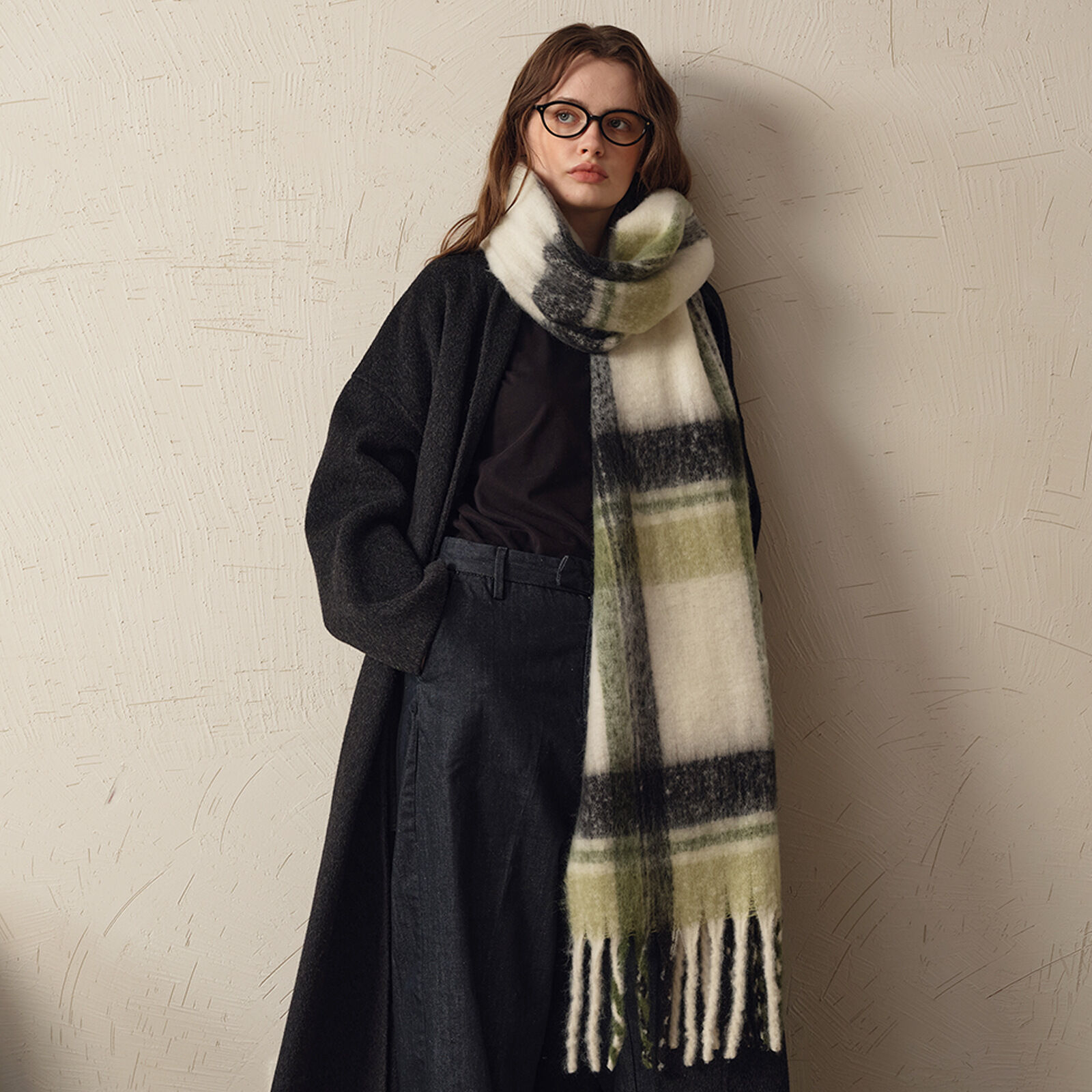 1 Piece Simple Soft Plaid Polyester Women's Winter Scarves