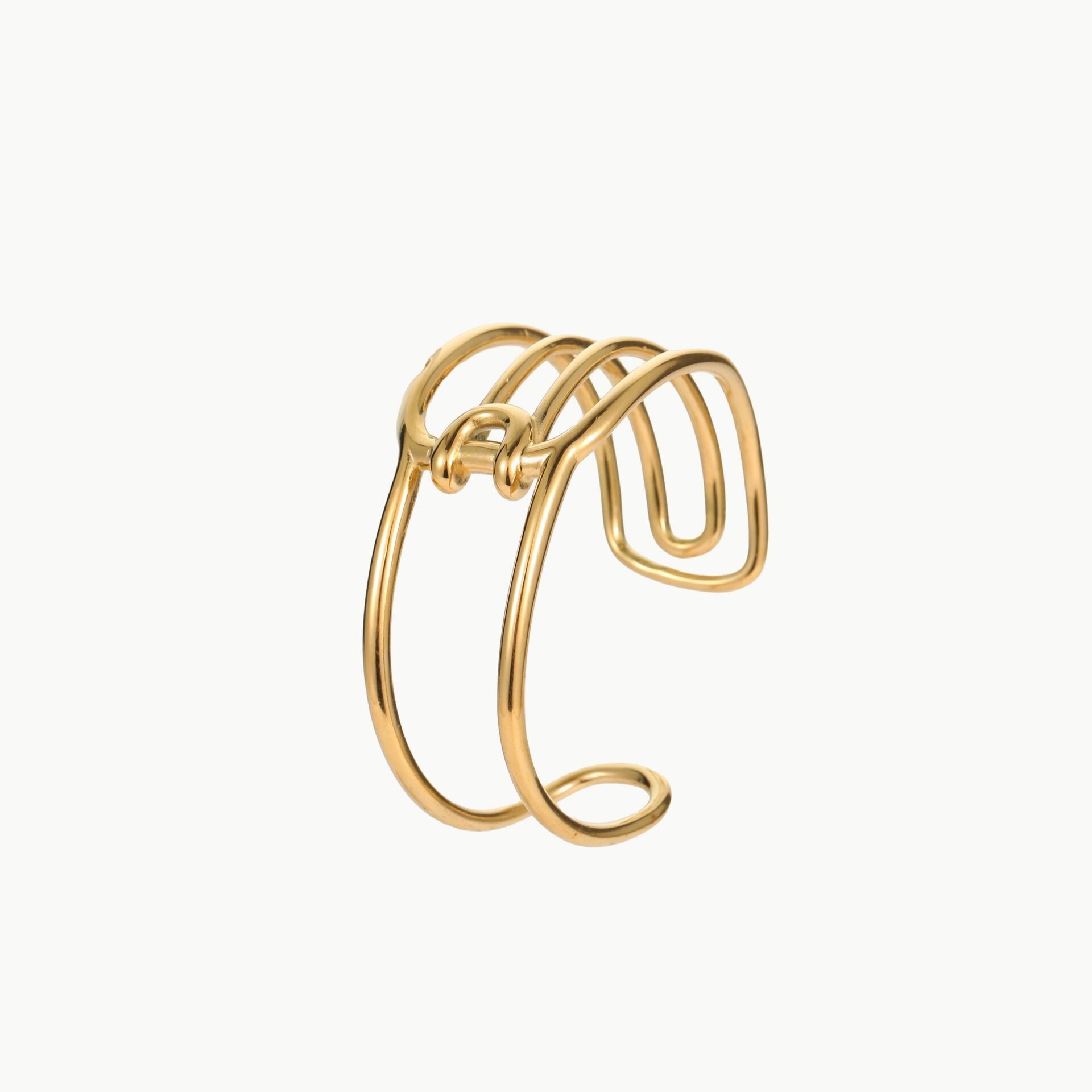 1 Piece Luxurious Series Elegant Heart Stainless Steel Waterproof Cuff Bracelets h5 Picture5