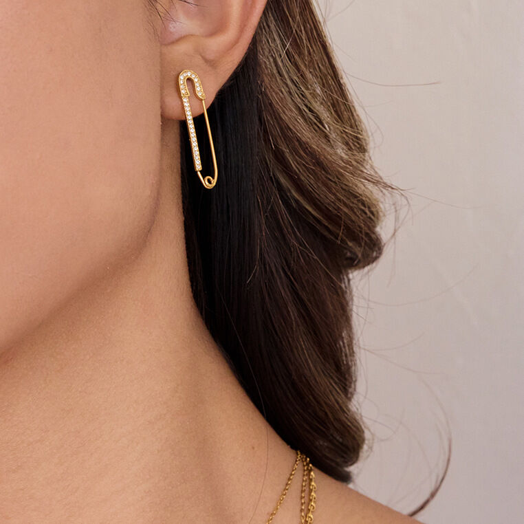 1 Pair Simple Paper Clip Shape Stainless Steel Waterproof Gold Color Women's Stud Earrings 2