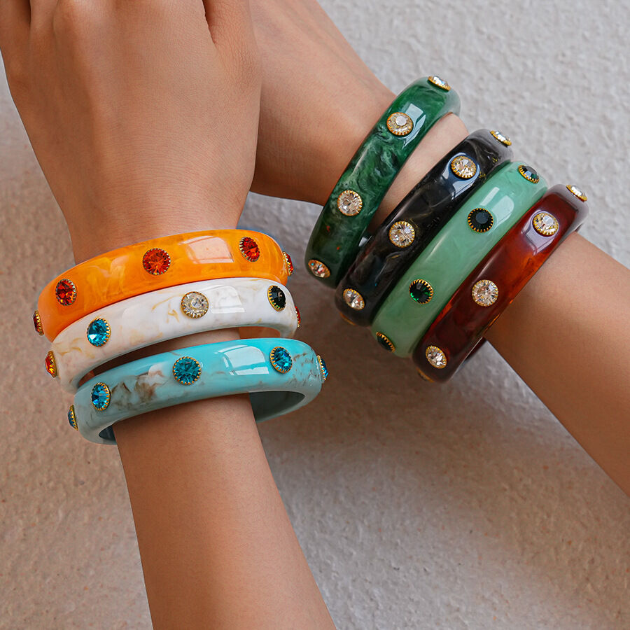 1 Piece Retro Gradient Color Acrylic Bangle Picture4