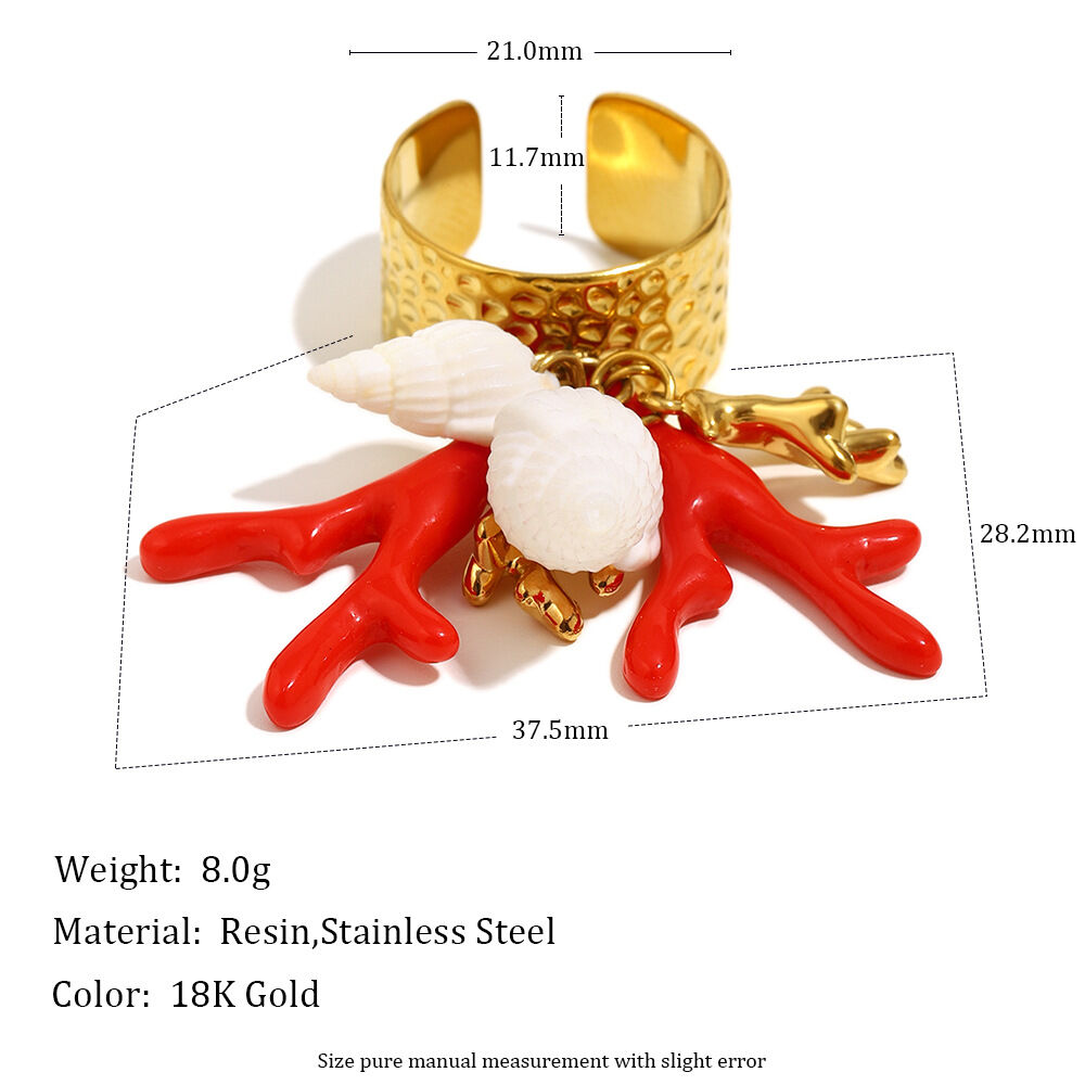 1 Stück modisch designter, fruchtförmiger Statement-Ring aus wasserdichtem Edelstahl in Goldfarbe h5 