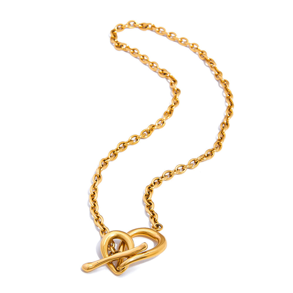 1 Piece Simple Irregular Shape Twist Stainless Steel Waterproof Gold Color Women's Chain Necklaces