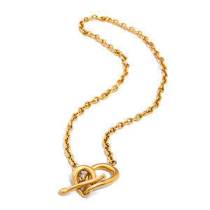 1 Piece Simple Irregular Shape Twist Stainless Steel Waterproof Gold Color Women's Chain Necklaces h5