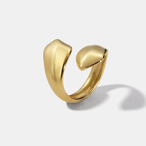 Solid Color Stainless Steel Waterproof Gold Color Minimalist Ring h5 Picture2