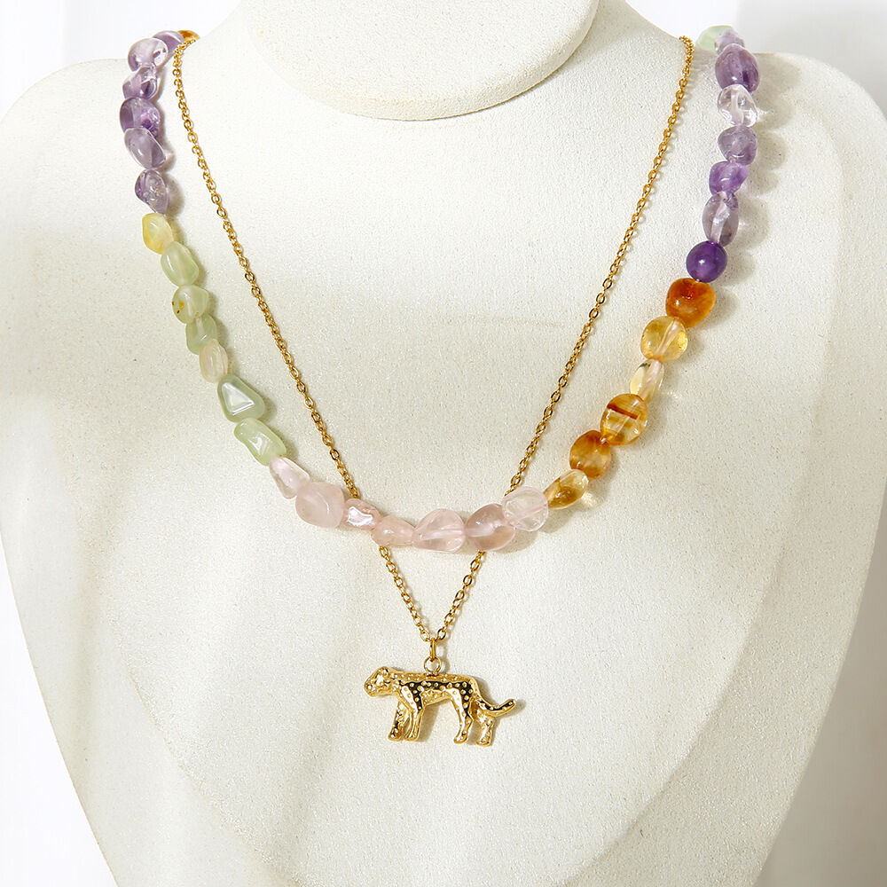 1 Set Romantic Series Natural Stones Gold Color Necklaces Set h5 Picture3