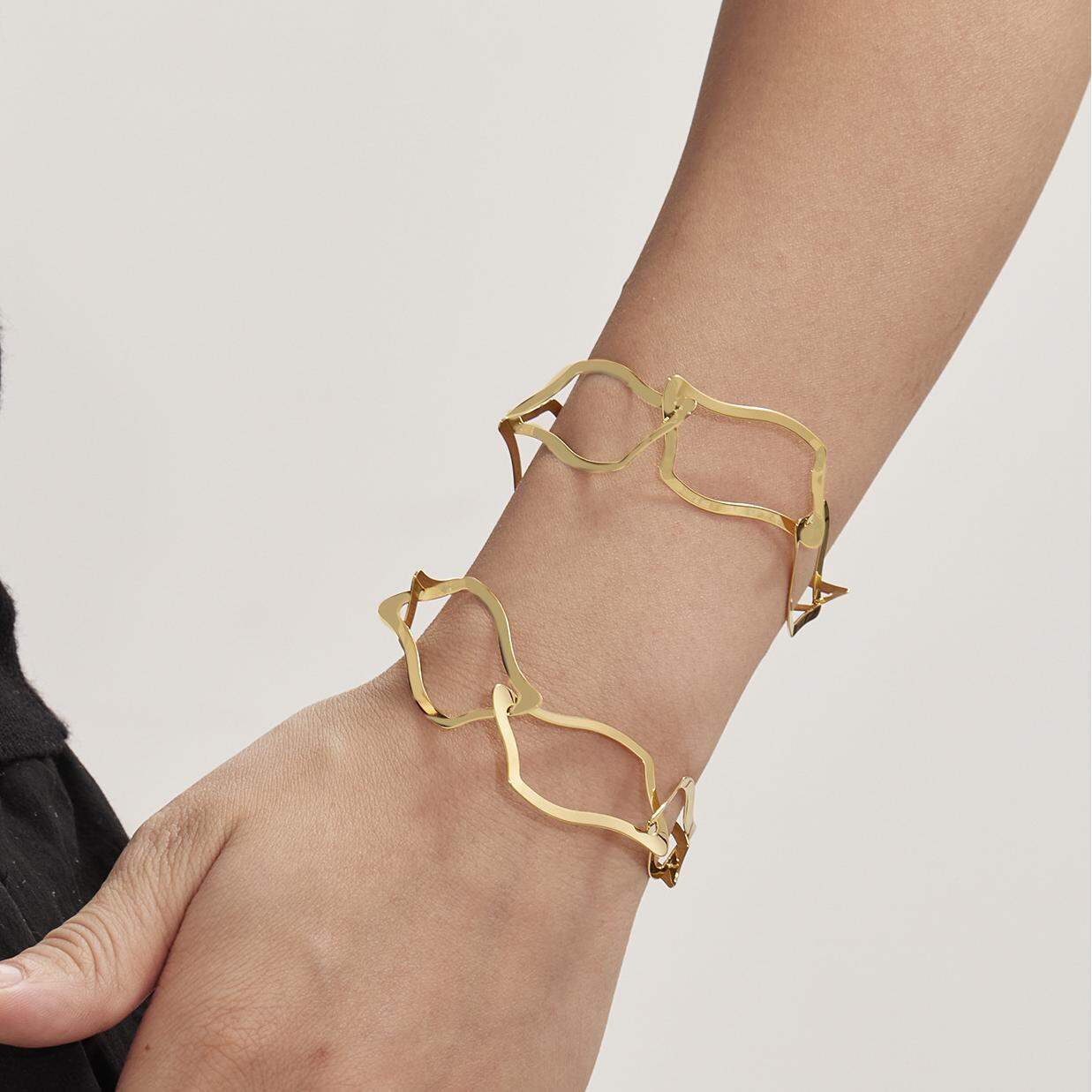 Minimalist Irregular Rectangular Shape Stainless Steel Waterproof Gold Color Women's Jewelry Sets Picture4
