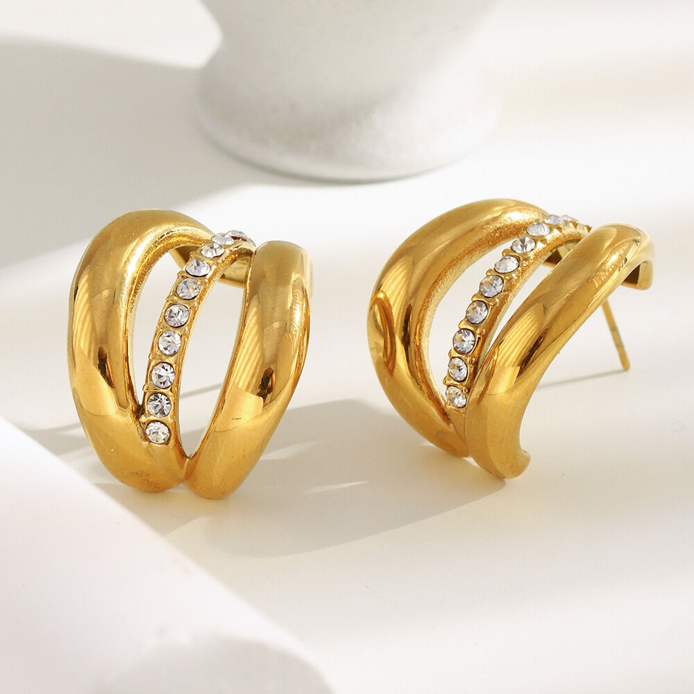 1 Pair Classic Irregular Shape Stainless Steel Waterproof Gold Color Women's Stud Earrings