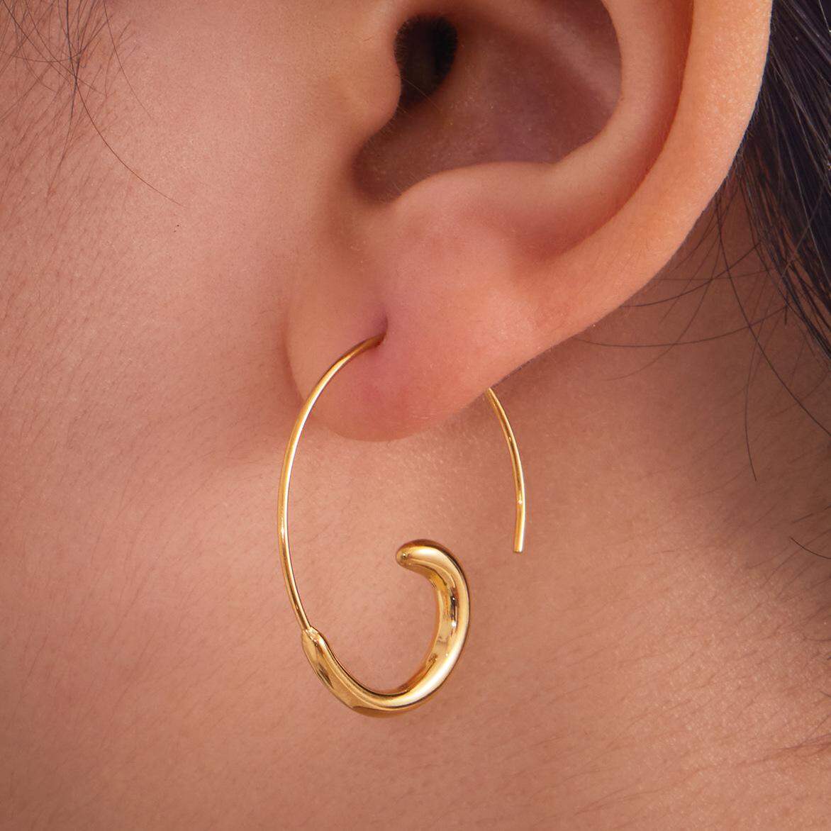 1 Pair Minimalist Irregular Circle Stainless Steel Waterproof Gold Color Women's Hoop Earrings