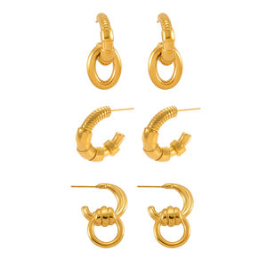 1 Pair Simple Circle Stainless Steel Waterproof Gold Color Women's Hoop Earrings h5 Picture5