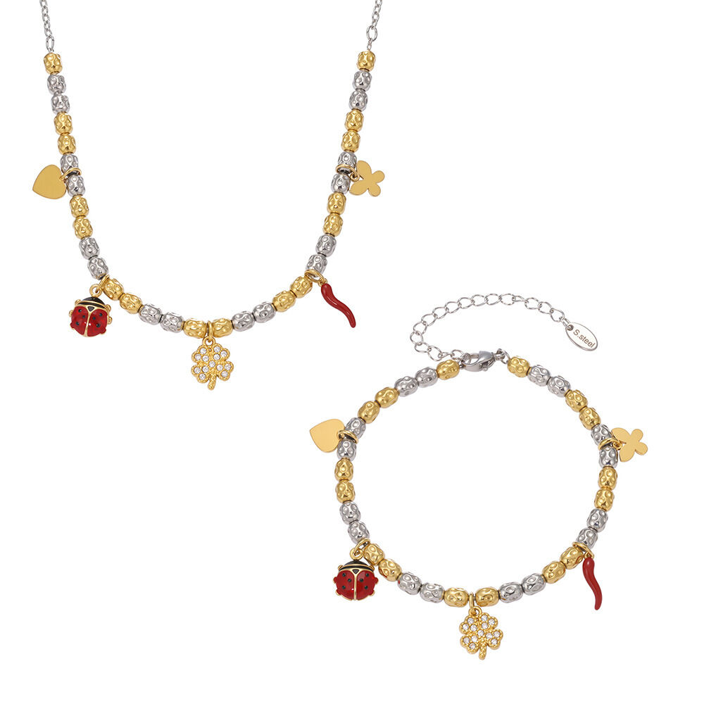 Luxuriöses Schmuckset für Damen aus wasserfestem Edelstahl in Goldfarbe mit Zirkonia-Motiv in Tierform h5 Bild11