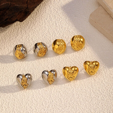 1 Pair Heart Stainless Steel Waterproof Mixed Color Stud Earrings