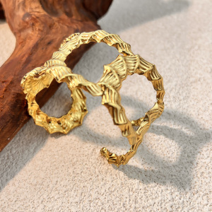 1 Stück Unregelmäßig Geformtes, Wasserdichtes Armband Aus Edelstahl In Goldfarbe h5 Bild2
