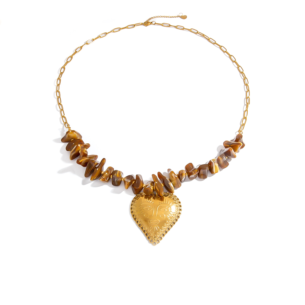 1 Piece  Daily  Heart Stainless Steel  Gold Color  Women's Beaded Necklaces 