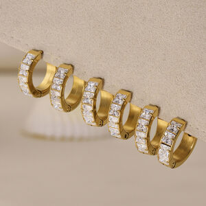 1 Pair Shinning Stainless Steel Waterproof Gold Color Women's Hoop Earrings h5 Picture5