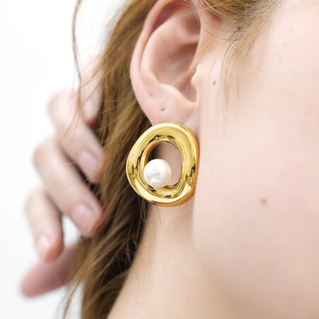 1 paire de boucles d'oreilles puces pour femme, style rétro, forme irrégulière, en acier inoxydable étanche.