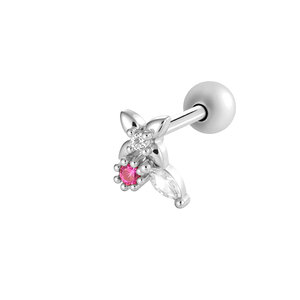 1 Parça Kalp Kelebek Bakır Altın Renkli Zirkonyum Piercing Küpe h5