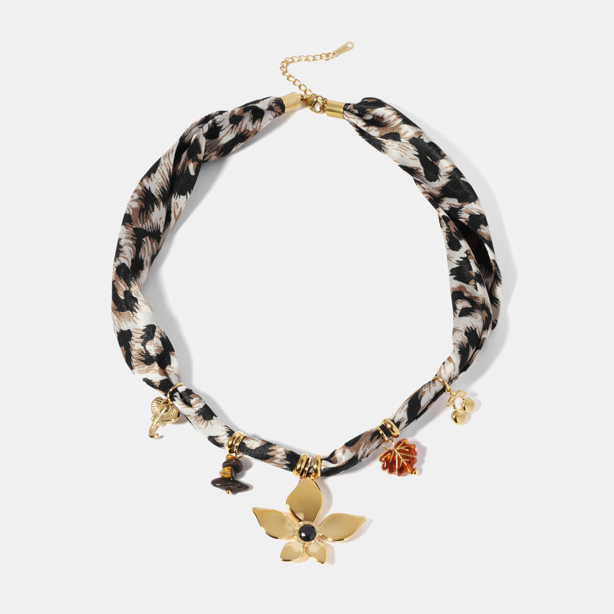 Flower Stainless Steel Waterproof Leopard Print Pendant Necklace