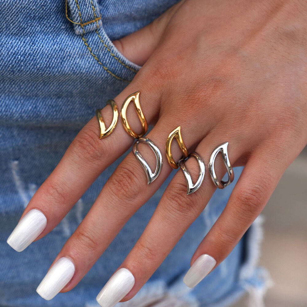 1 Piece Simple Irregular Shape Stainless Steel Waterproof Women's Statement Rings Picture7