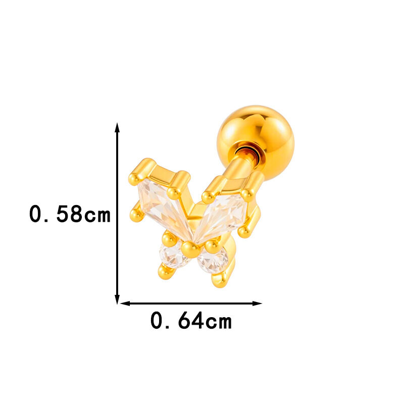 1 Parça Fiyonk Düğüm Bakır Altın Rengi Zirkonyum Piercing Küpe h5 Resim2