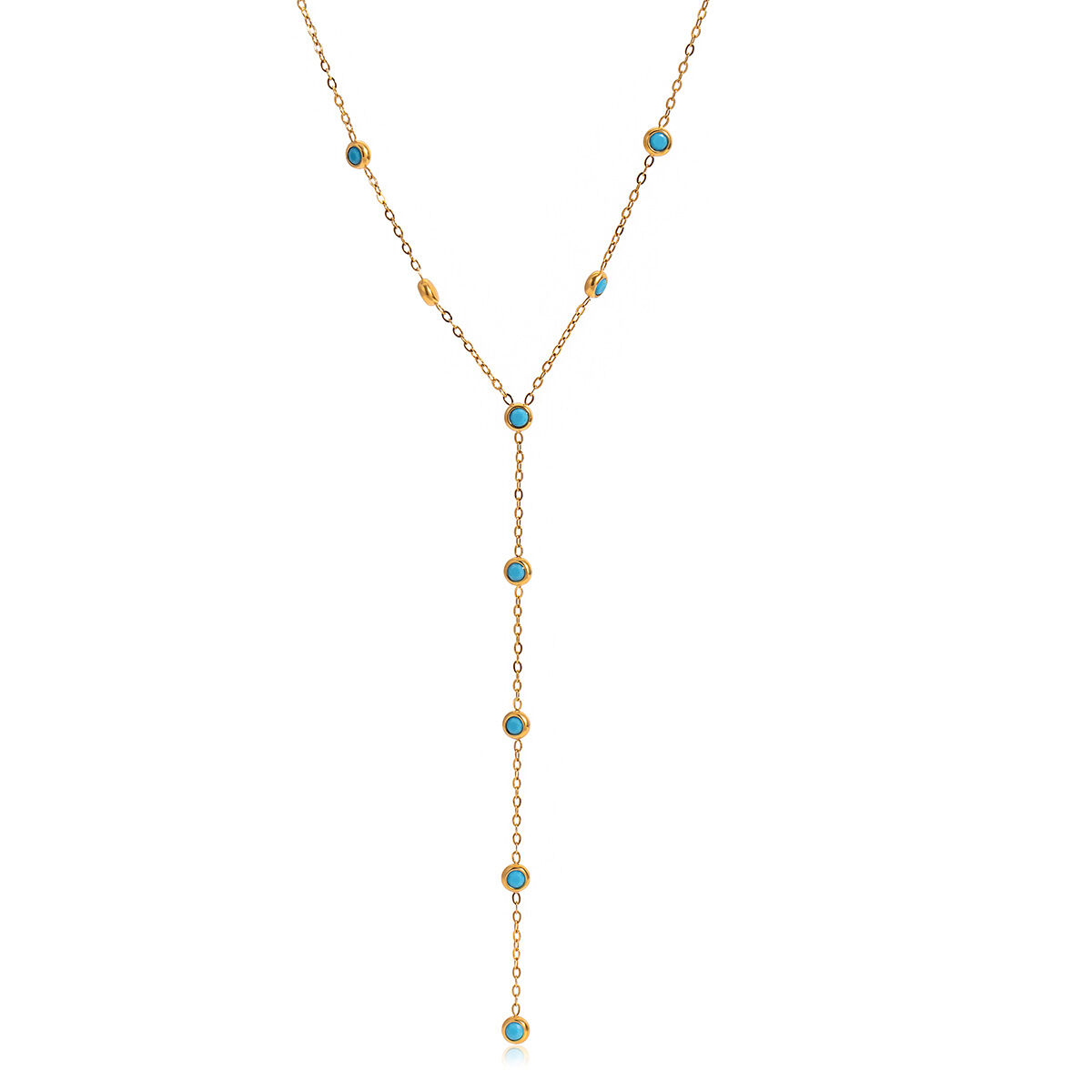 1 Piece Minimalist Circle Stainless Steel Waterproof Gold Color Natural Stone Women's Pendant Necklaces 