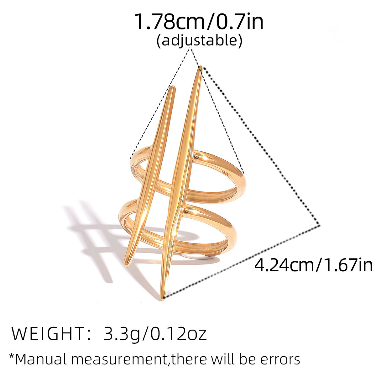 1 Piece Simple Lines Stainless Steel Waterproof   Gold Color Woemn's Statement Rings h5 Picture2