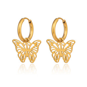 1 Pair Romantic Butterfly Stainless Steel Waterproof Gold Color Women's Drop Earrings h5 Picture5