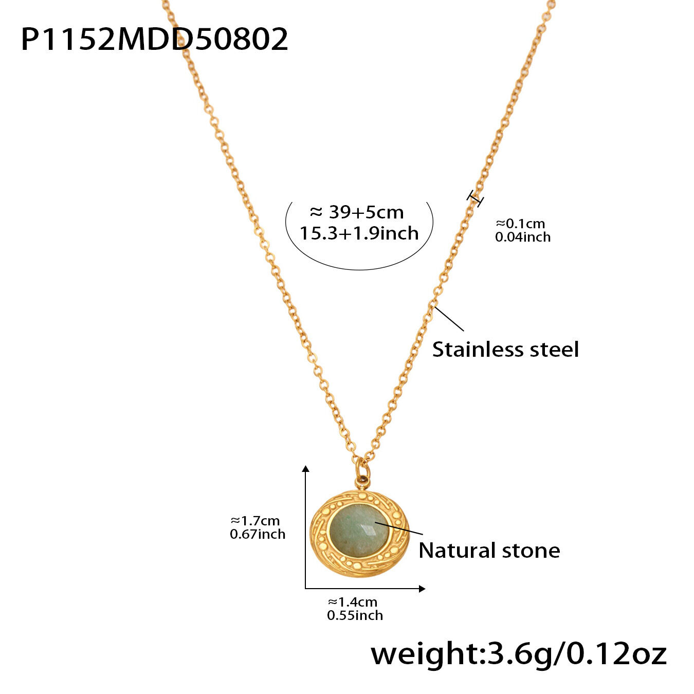 Elegant Oval Calaite Stainless Steel Waterproof Women's Pendant Necklaces h5 